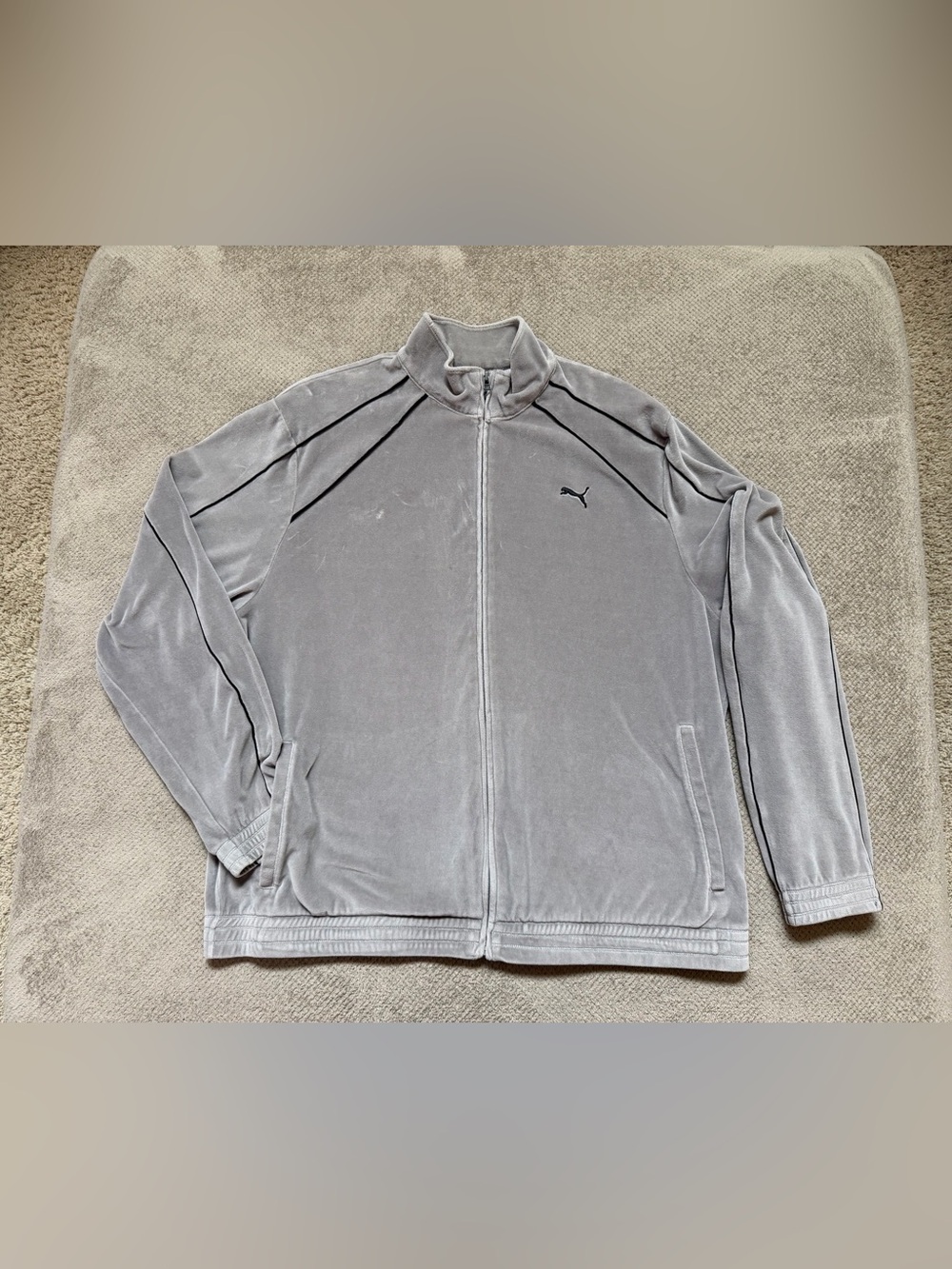 Puma Lifestyle 90’s Vintage Y2K Men’s XXL Grey Velour Full Zip Track Jacket